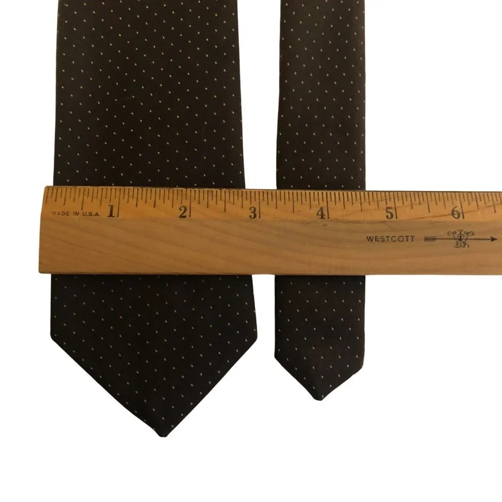 Ambassador Polyester Tie Mens Necktie Brown Small Tan Dots Office Work Gift